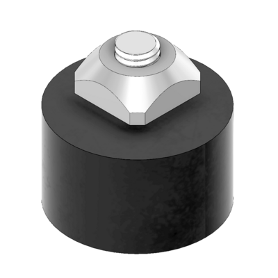 52-420-3 MODULAR SOLUTIONS DOOR PART<BR>30 SERIES 25MM X 15MM RUBBER DOOR STOP M6 STUD W/HARDWARE